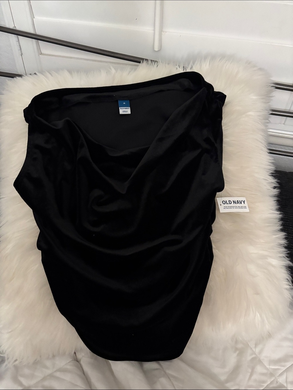 Old Navy Black Satin Cowl Neck Bodysuit